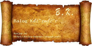 Balog Kázmér névjegykártya